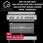 Defy Silver Inox Multifunction Fan 5 Burner Gas Electric Range Cooker - 90CM DGS90GEIX