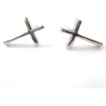 Cross Stud Earrings - Sterling Silver