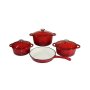 Cast Iron Pot Set 7 Piece Red