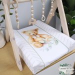 Changing Mat Cover Teddy Bear Herringbone Eucalyptus Pennygum Neutral