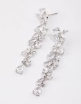 Silver Petal Drop Earrings