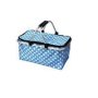 Foldable Poppy Black/ White Polka Dots Insulated Picnic Basket - Blue