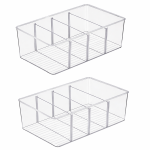 2-PACK Food Storage Organizer Bins With 4-COMPARTMENT Packet Holders