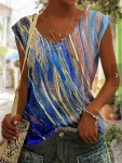 Allover Print V Neck Tank Top Casual Sleeveless Top For Spring & Summer Women's Clothing