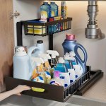 1PC Pull-out Kitchen Storage Rack - Under Sink Organizer With Drawer Detachable Plastic Basket For Cabinet Organization