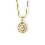 Goldair Gold Tone Oval Pendant With Clear Crystals