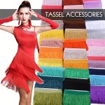 2YARDS LOT 15CM Width Fringe Trim Lace Tassel Sequin Ribbon For Sew Latin Dress Stage Garment Dancer Dress Curtain Decor Diy Fab