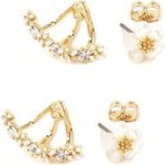 Za Flower Studed Gold Earrings