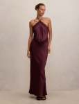 Kelli Lace Strappy Satin Maxi Dress - 16 Vintage Merlot