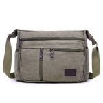 High Capacity Retro Canvas Shoulder Bag Crossbody Handbag For Men - 31CM - Various Colors Available - Grayish Green