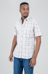 Check Short Sleeve Shirt - Beige - 3XL Beige
