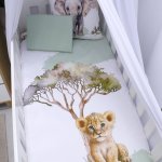 Cot Fitted Sheet Simple Safari Olive Sage Splash Big Lion Print