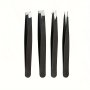 4PCS Black Stainless Steel Eyebrow Tweezers Set - Precision Hair Removal & Beauty Tools