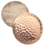 Dimple Copper Coaster With Wooden Backing
