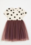 PoP Candy Polka Dot & Mech Dress - Ecru & Dark Purple