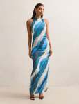 Josette Halter Mesh Maxi Dress - 18 Wave Maren Abstract