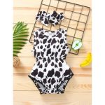 Cow Print Romper And Headband