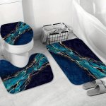 3PCS Marble Pattern Bathroom Mats Set Non-slip Bathroom Rug Toilet U-shape Mat Toilet Lid Cover Pad Bathroom Decor