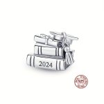 1PC S925 Sterling Silver Charm Bead 2024 Graduation Album Pendant Suitable Fit Original Bracelet Matching Snake Bone Chain Women
