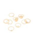 Goldair Gold Diamante Roman Numeral Rings 9-PACK