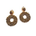 Gold Rhinestone Ring Drop Earrings - Factory Plaza