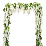 Apeair Wisteria Artificial Flowers Garland 4PCS Total 28.8FT Silk Faux Wisteria Vine Kit Hanging Flower Plant For House Outdoor