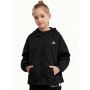 Kids Hooded Jacket Coat Long Sleeve Waterproof Jacket Outerwear Black Zip