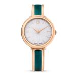 SWAROVSKI Crystalline Bangle Watch Swiss Made Metal Bracelet Green Rose Gold-tone Finish