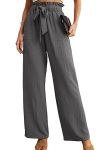 Iwollence Women's Wide Leg Pants With Pockets High Waist Adjustable Knot Loose Casual Trousers Business Work Casual Pants Smoky