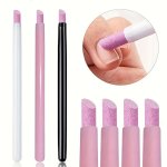 2 5PCS.STONE Sanding Nail File Tools Nail File Cuticle Remover Trimmer Buffer Pedicure Pen Washable Manicure Tool Nail Salon Too