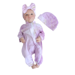Baby Grow With Beanie And Bow Purple Marble With Gold