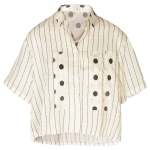 Polka Dot Lurex Stripe Boxy Shirt - Cream Free