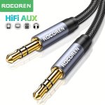 Rocoren 3.5MM Audio Cable Nylon Braided Aux Cord Cable Male To Male Stereo Hi-fi Sound For Headphones Car Home Stereos Speakers 