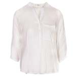 Sheer Front Pocket Blouse - White L