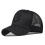 Letter R Leather Patch Baseball Cap Plaid Flat Cap Fashion Mesh Hat