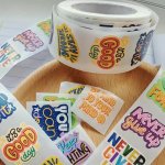 500 Inspirational English Phrases Stickers - Motivational Sticker Rolls For Parties Classrooms And More