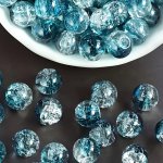 50PCS 8MM Crackle Glass Beads - Crystal Clear Round Loose Beads For Diy Jewelry Making Ideal For Bracelets Necklaces & Earrings 