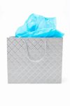 Senza Luxury Gift Bag Embossed With Handles Silver & Gold 320MM X 260MM