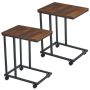 C Shaped Side End Table With Wheels