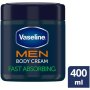 Vaseline MEN Moisturizing Body Cream For Dry Skin Fast Absorbing 400ML