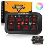 Auxbeam 8 Gang Switch Panel RB80 Toggle Momentary Pulsed Rgb Dimmable Switch Panel Multifunction Panel Two Sided Output Marine S