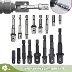 8PCS 2.54 5.08CM7.62 20.32CM2.54 10.16CM Hexagonal Handle Shank Adapter Sleeve Connection Conversion Rod Square Head Socket Exte