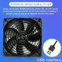 Quiet 5V USB Cooling Fan For Computers And Routers With Metal Guard - No Battery Required