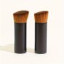 Liquid Foundation Brush Aluminum Tube Flat Top Slant Head Loose Powder Foundation Makeup Brush With Short Handle