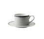 Blue Check Tea Cup & Saucer Set Of 4
