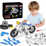 Erector Set Motorcycle Stem Building Toys For Kids Metal Building Construction Model Kit 5 Variable Multi Shape Motorbike Steam