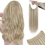 Youngsee 135G Wire Hair Extensions Dirty Blonde Highlights Bleach Blonde Human Hair Wire Extensions Blend Naturally Fish Line Ha
