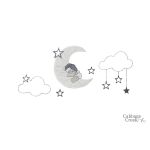 5 Piece Cot Linen Set - Grey Sleepy Bear On Moon
