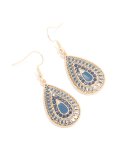 Goldair Gold Dark Blue Diamante Filigree Drop Earrings