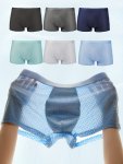 6PCS Men's Underwear Ice Silk Cool Boxer Briefs Shorts Mesh Graphene Antibacterial Inner Breathable Comfy Stretchy Boxer Trunks